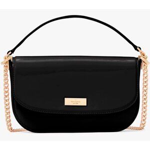S Kate Spade Krista Patent Fabric Chain Black Crossbody Bag KK102 Purse NWT $349